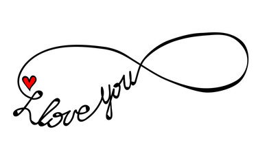 I love you text in infinity form isolated on the white background