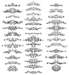 Collection of vintage calligraphic flourishes, curls and swirls decoration for greeting cards,books or dividers.
