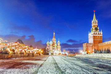 Christmas in Moscow. festively decorated Red Square in Moscow