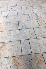 stone tile on the sidewalk