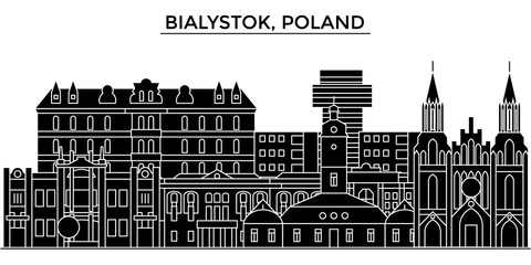 Poland, Bialystok architecture skyline, buildings, silhouette, outline landscape, landmarks. Editable strokes. Flat design line banner, vector illustration concept. 