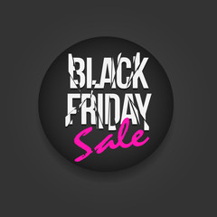 Black Friday sale black tag, round banner, advertising, vector illustration