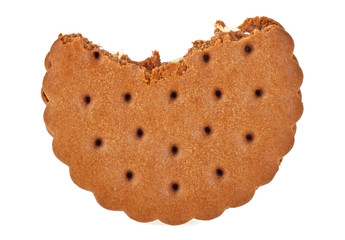 Bitten chocolate cookie isolated on a white background