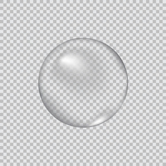 Transparent glass sphere with glares and highlights.