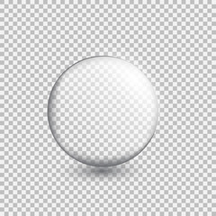 Transparent glass sphere with glares and highlights.