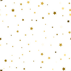 Seamless pattern with gold stars. Gold stars Confetti celebration. Festival decor. Vector illustration