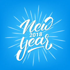 New Year 2018 text lettering design. Christmas and New Year greeting typography