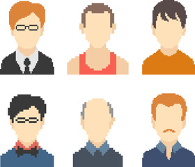 Set of pixel faces