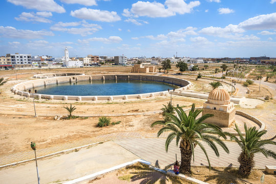 Landscape with one of Aghlabid Basins. Kairouan, Tunisia
