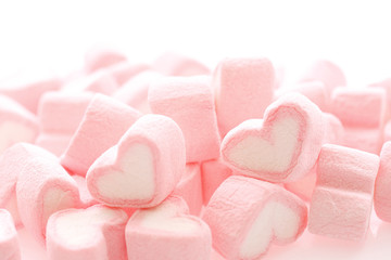 Pink Heart marshmallow isolated in white background