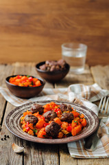 Pumpkin sweet potato Bell pepper stew with meatballs