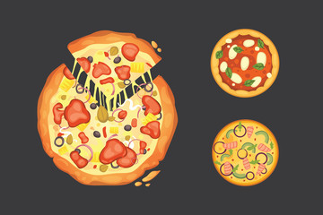 Thinly sliced pepperoni is a popular pizza. Italian cook and pizzas delivery.