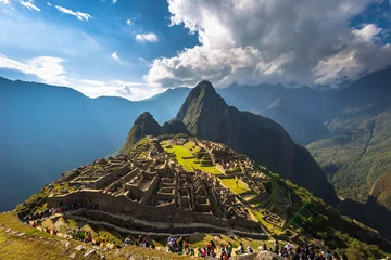 Fotobehang Machu Picchu Machu Picchu, Peru - August 03, 2017: Panorama of Machu Picchu, Peru