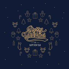 vector illustration greeting card with happy Christmas and happy new year