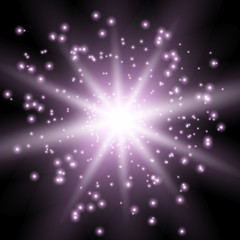 Star burst with sparks, purple color