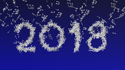 new year 2018 made from musical notes