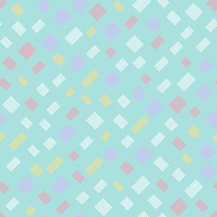 Seamless pattern with squares with stripes on a light background. Repeating vector pattern. Hand drawn image.