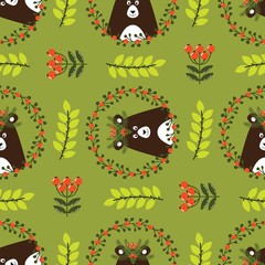 Christmas seamless pattern with cute bear
