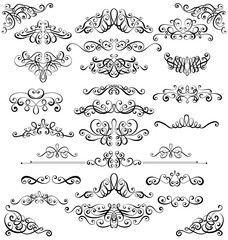 Collection of vintage calligraphic flourishes, curls and swirls decoration for greeting cards,books or dividers.