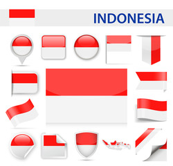 Indonesia Flag Vector Set
