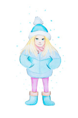 Obraz na płótnie Canvas Pencil drawing of winter girl