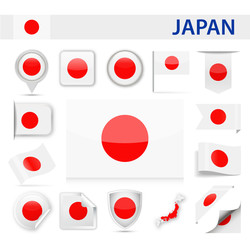 Japan Flag Vector Set