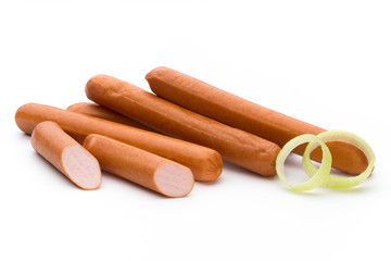 Fresh sausage isolated over white background.