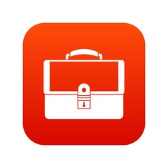 Briefcase icon digital red