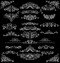 Collection of vintage calligraphic flourishes, curls and swirls decoration for greeting cards,books or dividers.