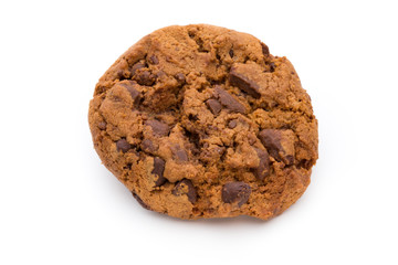 Chocolate chip cookie isolated on white background.