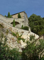Fototapeta na wymiar Steps and ramps Up to Gardens of The Popes, Avignon