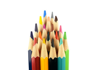Color pencils on white background. Beautiful color pencils.Color pencils for drawing. Isolated.