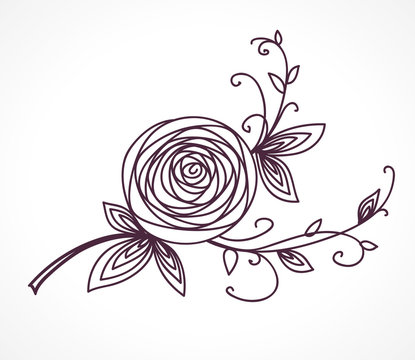 Rose flower. Decorative floral design element.