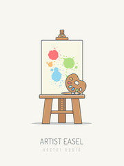 Artist easel vector illustration in monoline style