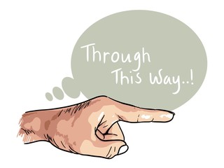 finger pointing direction hand drawing