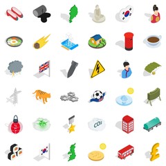 Culture icons set, isometric style