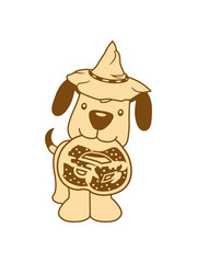 brezel oktoberfest party feiern bayern essen hunger hut mütze schwanz wedeln hund welpe süß niedlich halsband knochen haustier comic cartoon