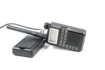 Radio of portable and battery chage isolate on white background.