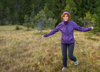 Happy woman hiker