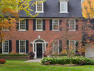 large suburban house in fall
