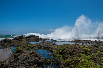 Crashing Waves on Rock Pools
