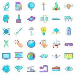 Hi tech icons set, cartoon style