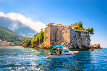 Fototapeta na wymiar Sveti Stefan, old historical town and resort on the island. Montenegro.