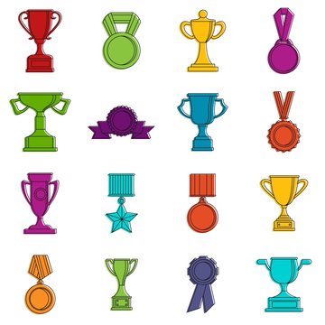 Trophy Icons Doodle Set