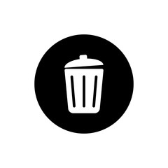 waste bin round icon vector