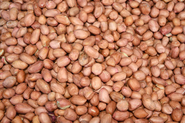 Closeup  and Top view shot of peanut texture, food background
