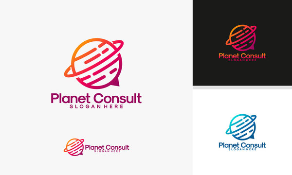 Planet Consult logo designs vector, Consulting Place logo template, Planet logo Template