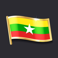 flag of Myanmar in the form of badge, flat image