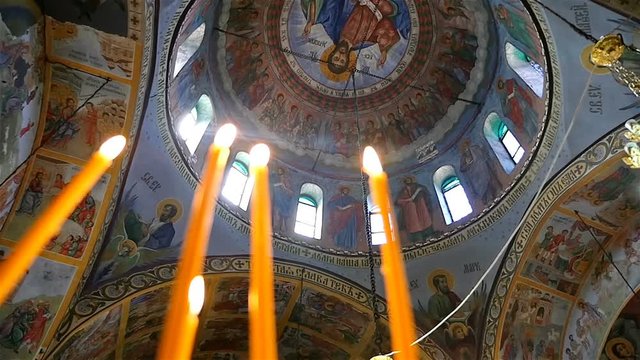 Panning of ceiling of orthodox church in Bulgaria
