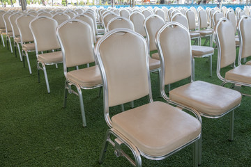 row of white chair